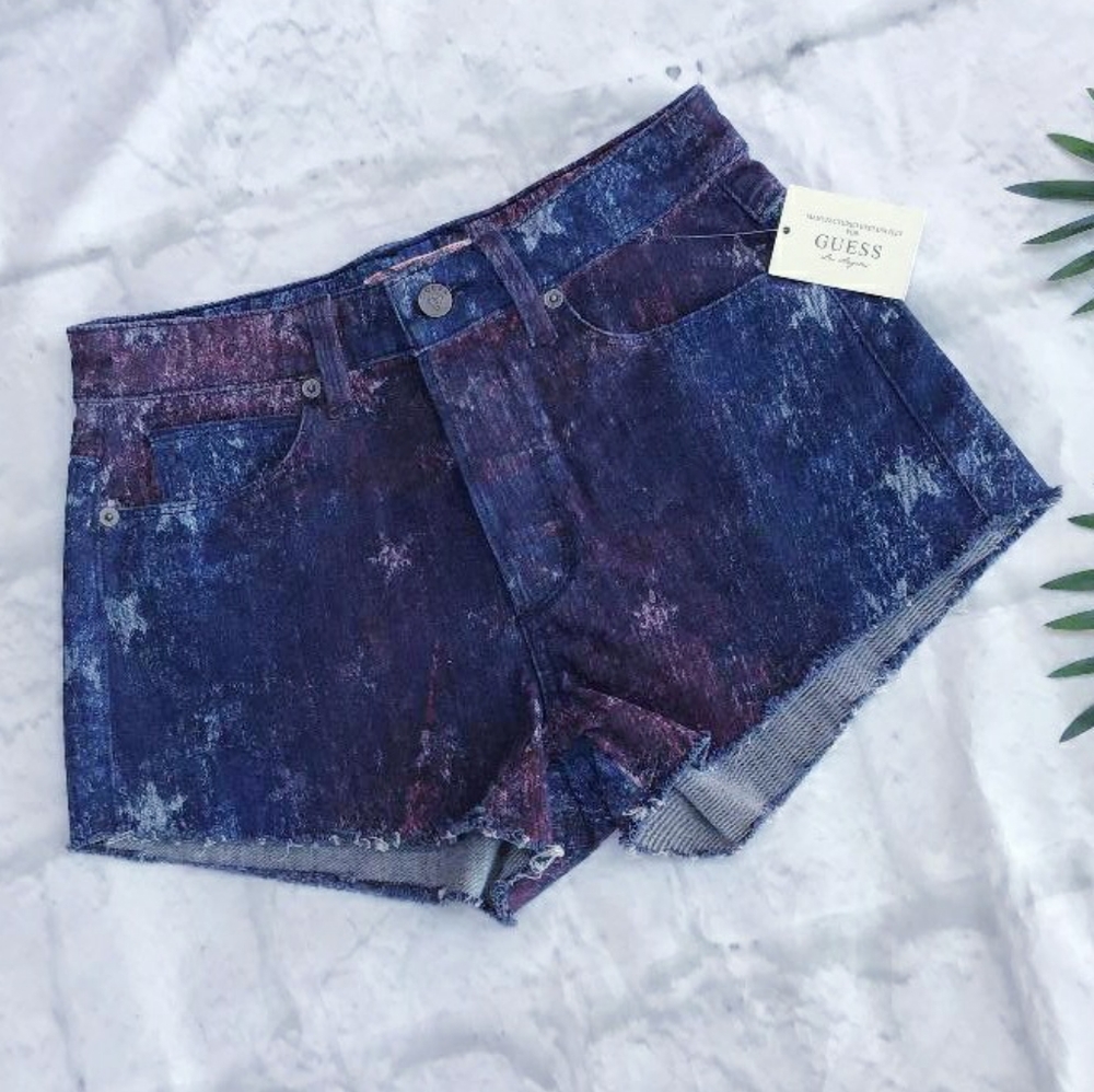 FEW LEFT! GUESS Vintage Chic Stars Patriotic Jean Shorts - Picture 10 of 12